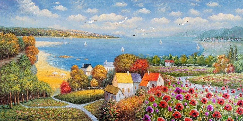 Tranh sơn dầu làng quê MLQ-545